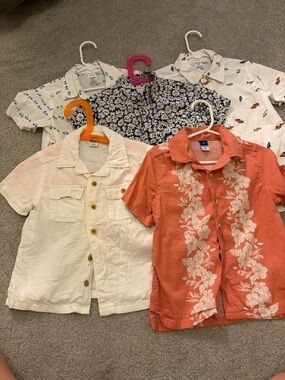 Bundle of 3t toddler button up shirts Hawaiian cars carters j crew flowers